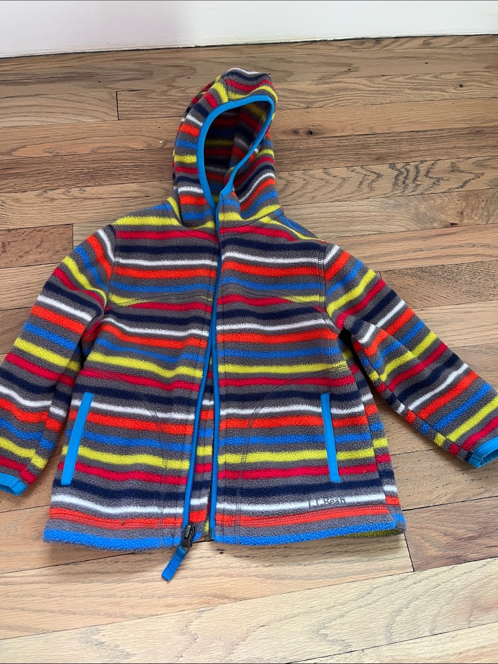 L.L. Bean Kids Hooded Fleece Jacket — Multicolor Stripe 2t
